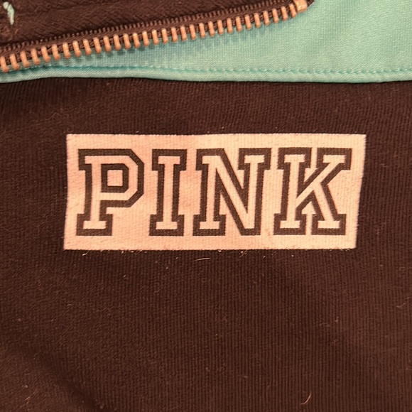 Victoria's Secret PINK Quarter Zip Pullover Hoodie in Black & Teal - Picture 4 of 5